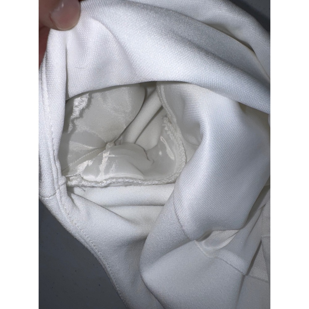 Calvin Klein White Ruffle Tie Waist High Low Scuba Dress Size 12 CD8C16XW - Picture 10 of 10